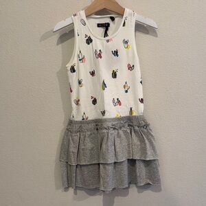 NWT Size 5 Sorry 4 The Mess White and Gray Cuctus Sleeveless Dress!